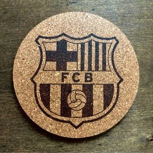 Barcelona Logo Laser Engraved Cork Coaster
